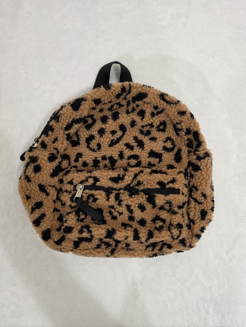 Target Art Class Leopard Print Faux Shearling Mini Backpack in Brown & Black